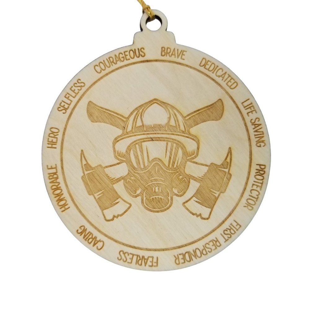 Firefighter Christmas Ornament - Character Traits - Handmade Wood Ornament